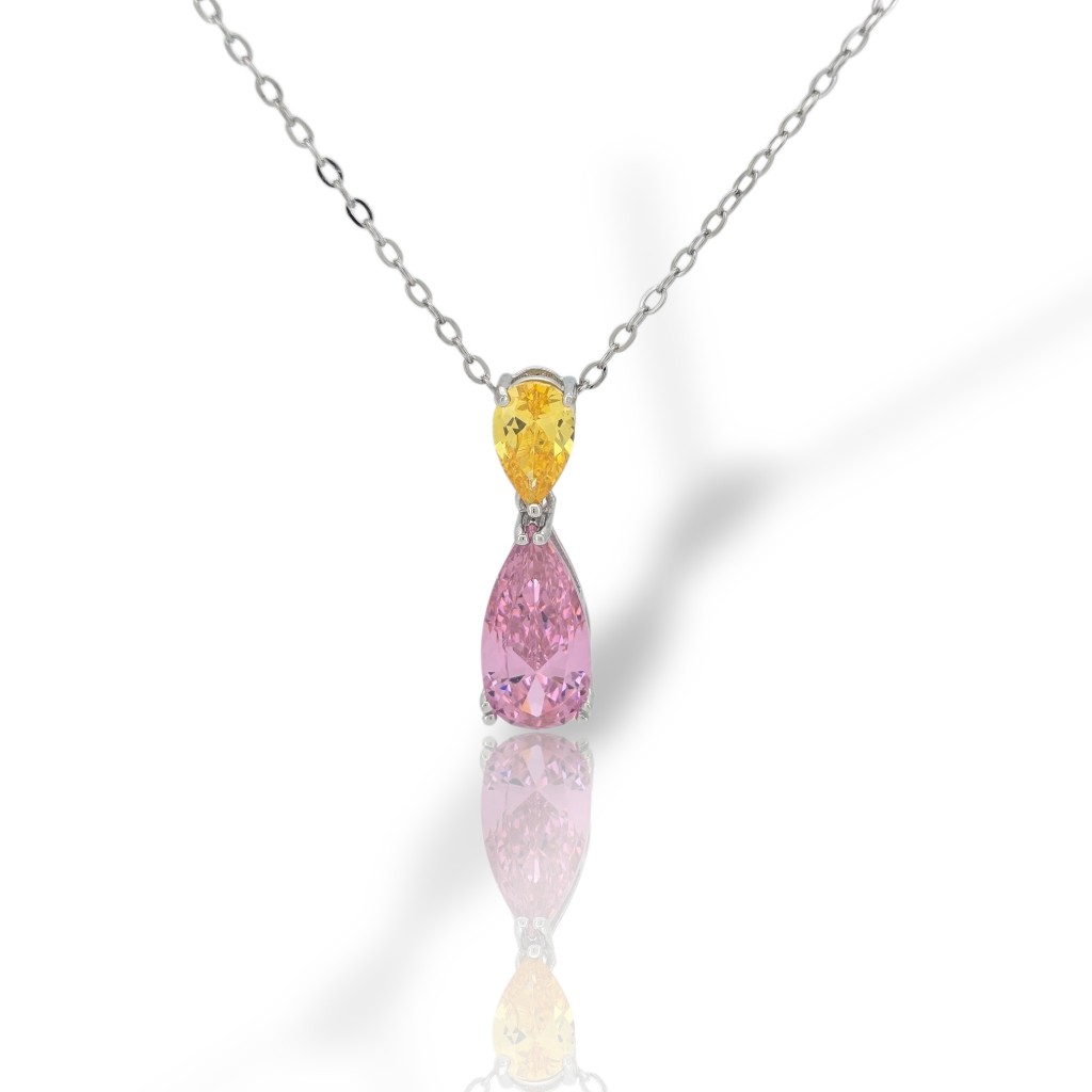 Silver plated necklace with synthetic stones  (code FCM2772)
