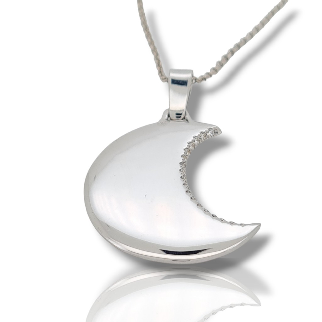  Platinum plated silver 925° crescent moon with chain (code M2549)