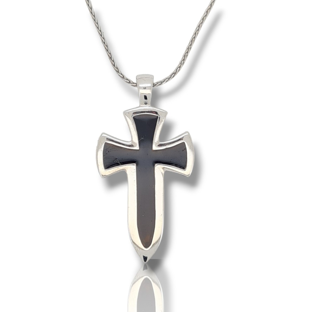 Croce in argento 925° rodiato  (code M2572)