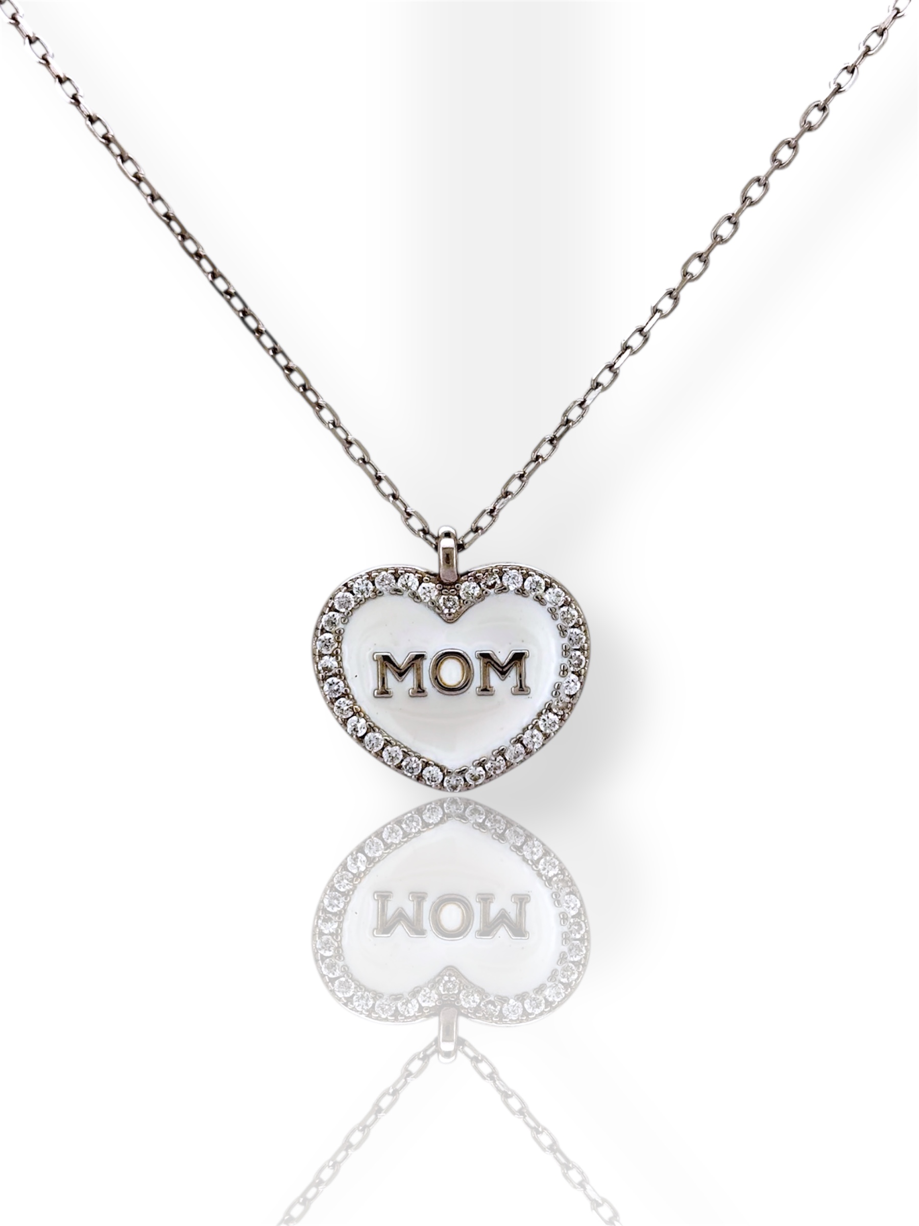 Κολιέ καρδούλα ΜΟΜ απο επιπλατινωμένο ασήμι (code FC005355W)