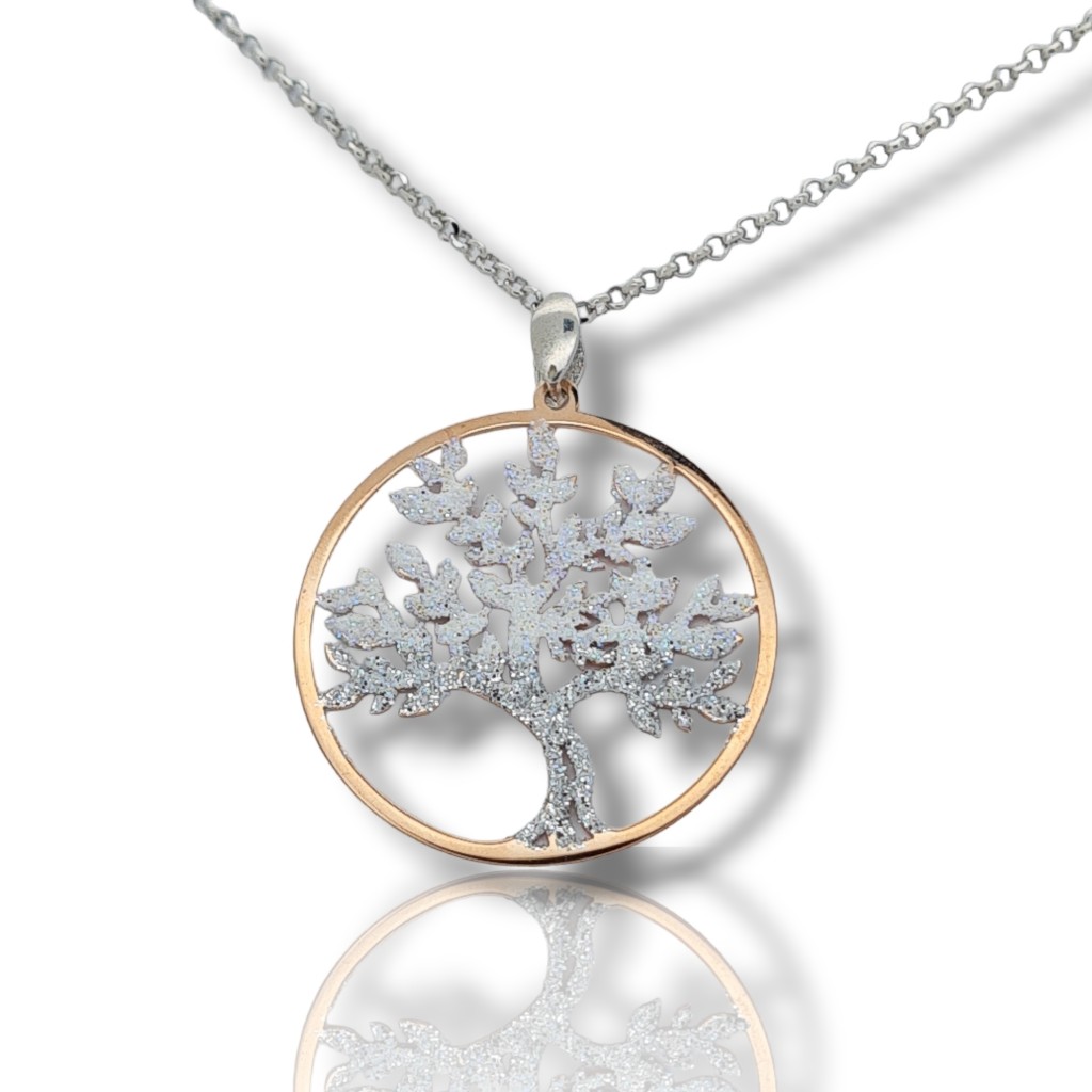 Platinum plated silver 925° necklace with the tree of life (code S232001)