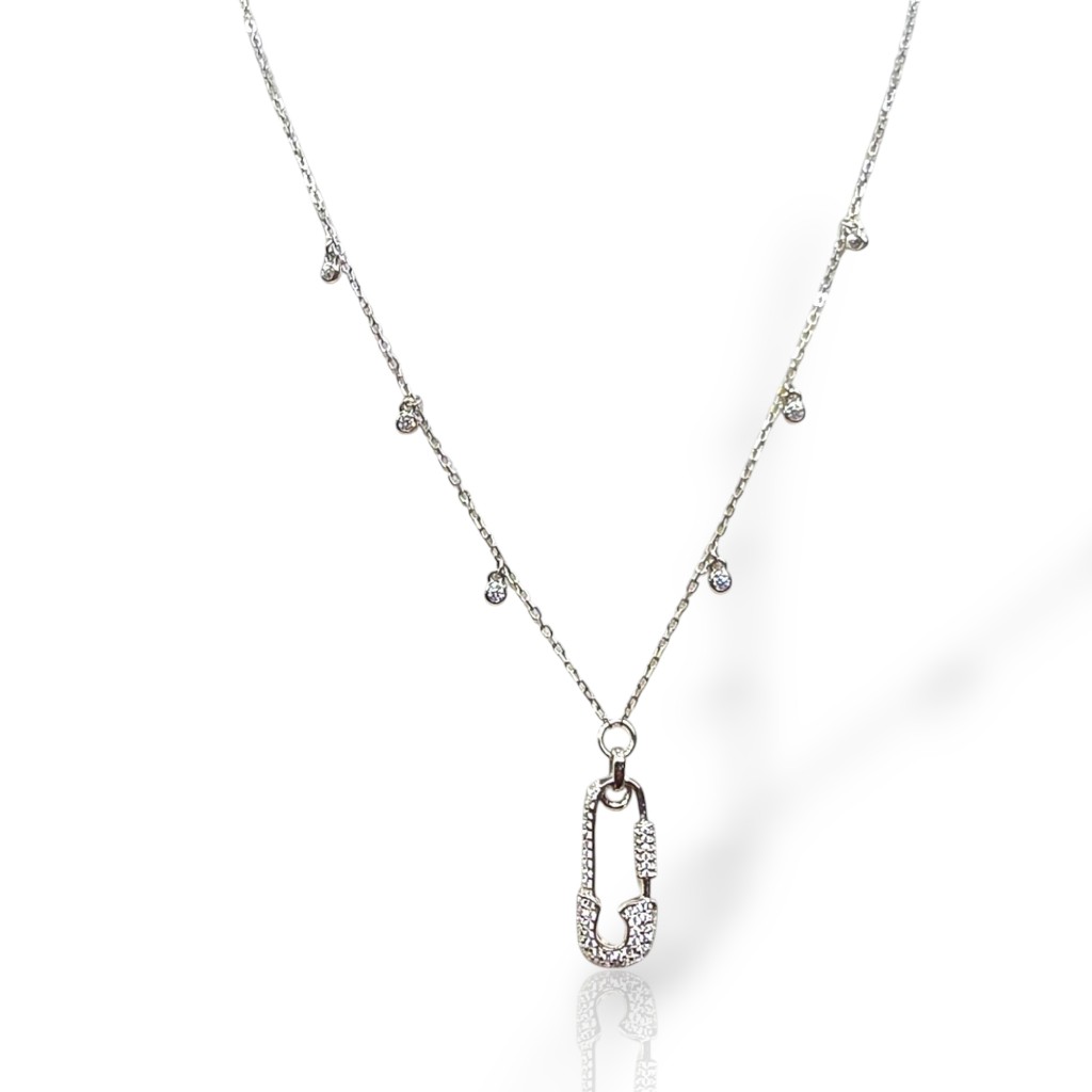 Girocollo Spillo di balia in argento 925° rodiato  (code NZB101477)