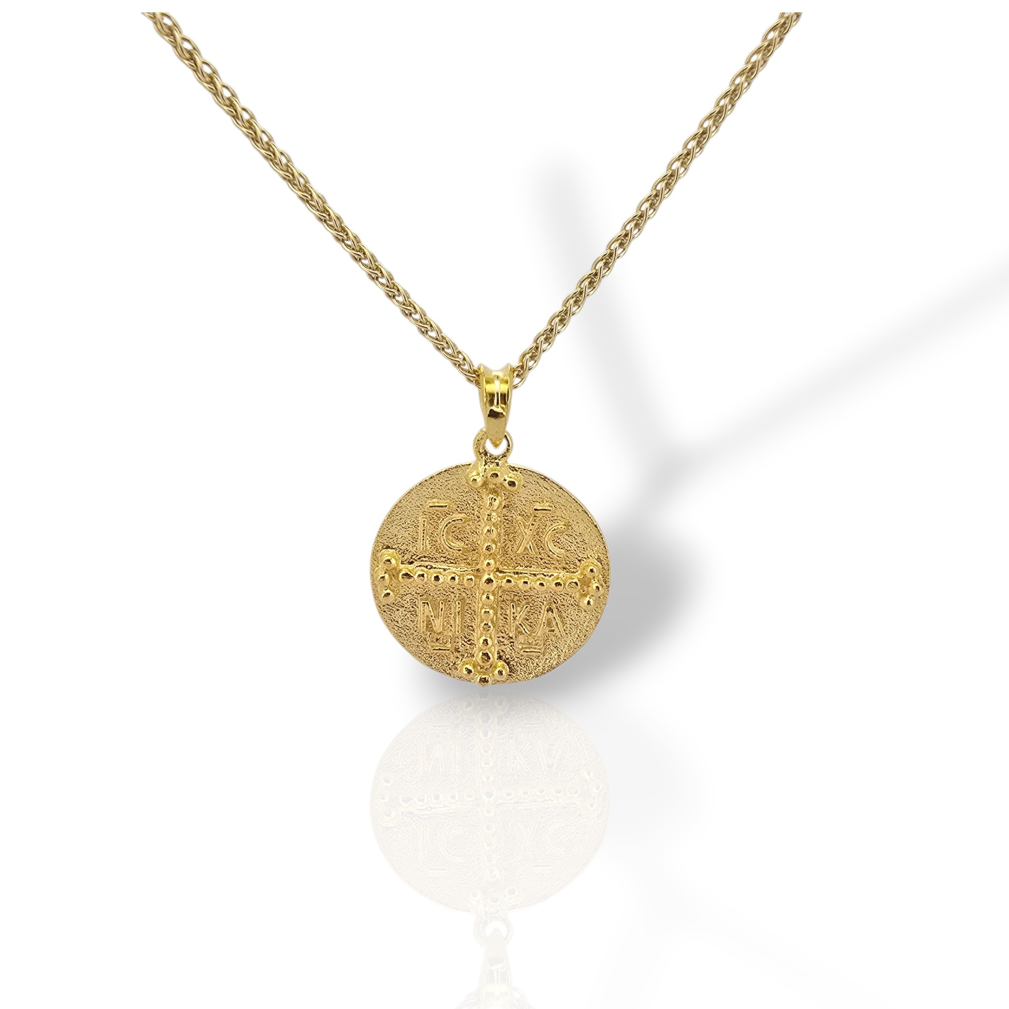 Κωνσταντινάτο Μενταγιόν από Επίχρυσο Ασήμι 925 με Αλυσίδα (code H008228)