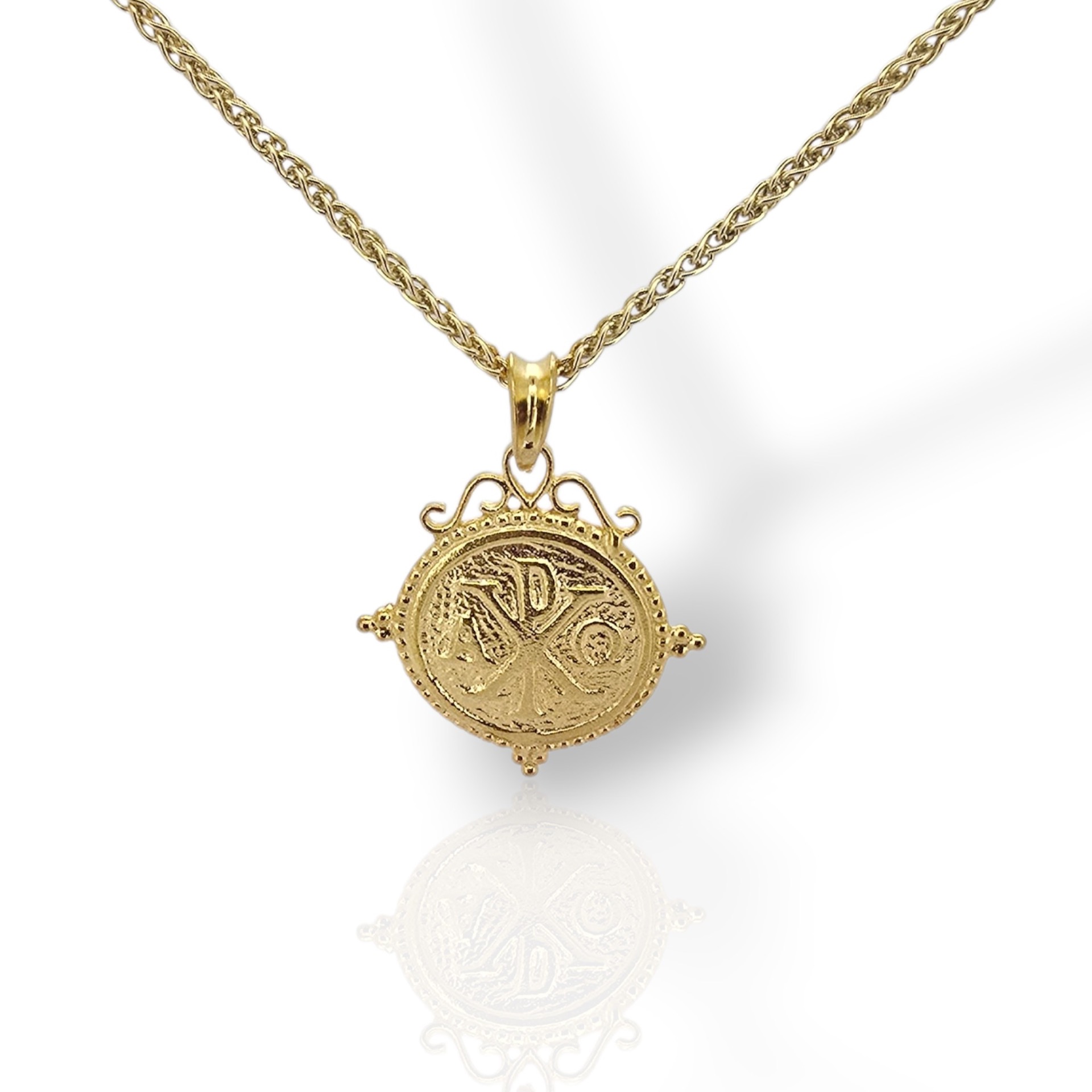 Κωνσταντινάτο Μενταγιόν από Επίχρυσο Ασήμι 925 με Αλυσίδα (code H008229)