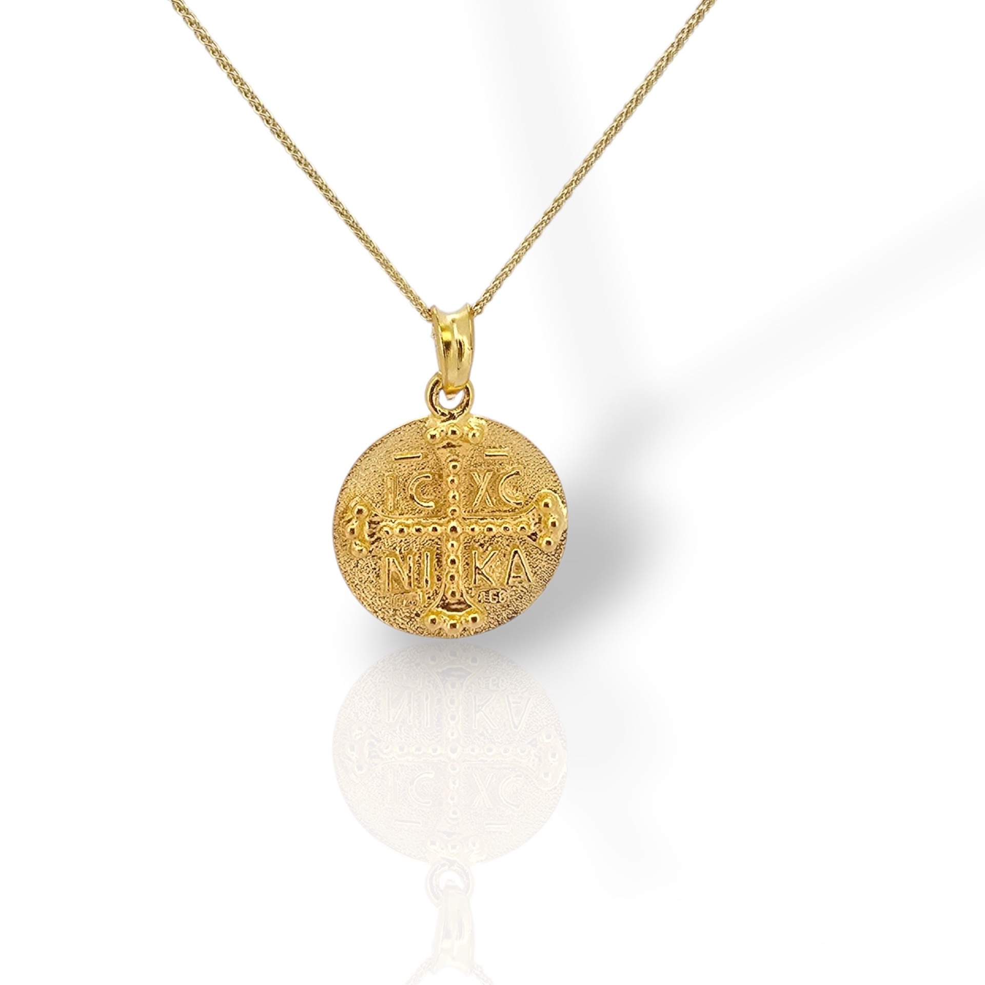 Κωνσταντινάτο Μενταγιόν από Επίχρυσο Ασήμι 925 με Αλυσίδα (code H008234)