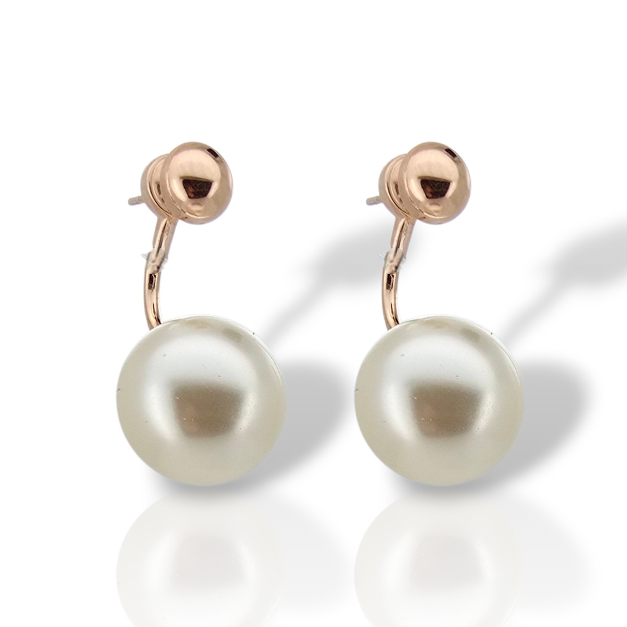 Σκουλαρίκια κρεμαστά με μαργαριτάρι απο επιπλατινωμένο ασήμι 925° (code FCM002833)