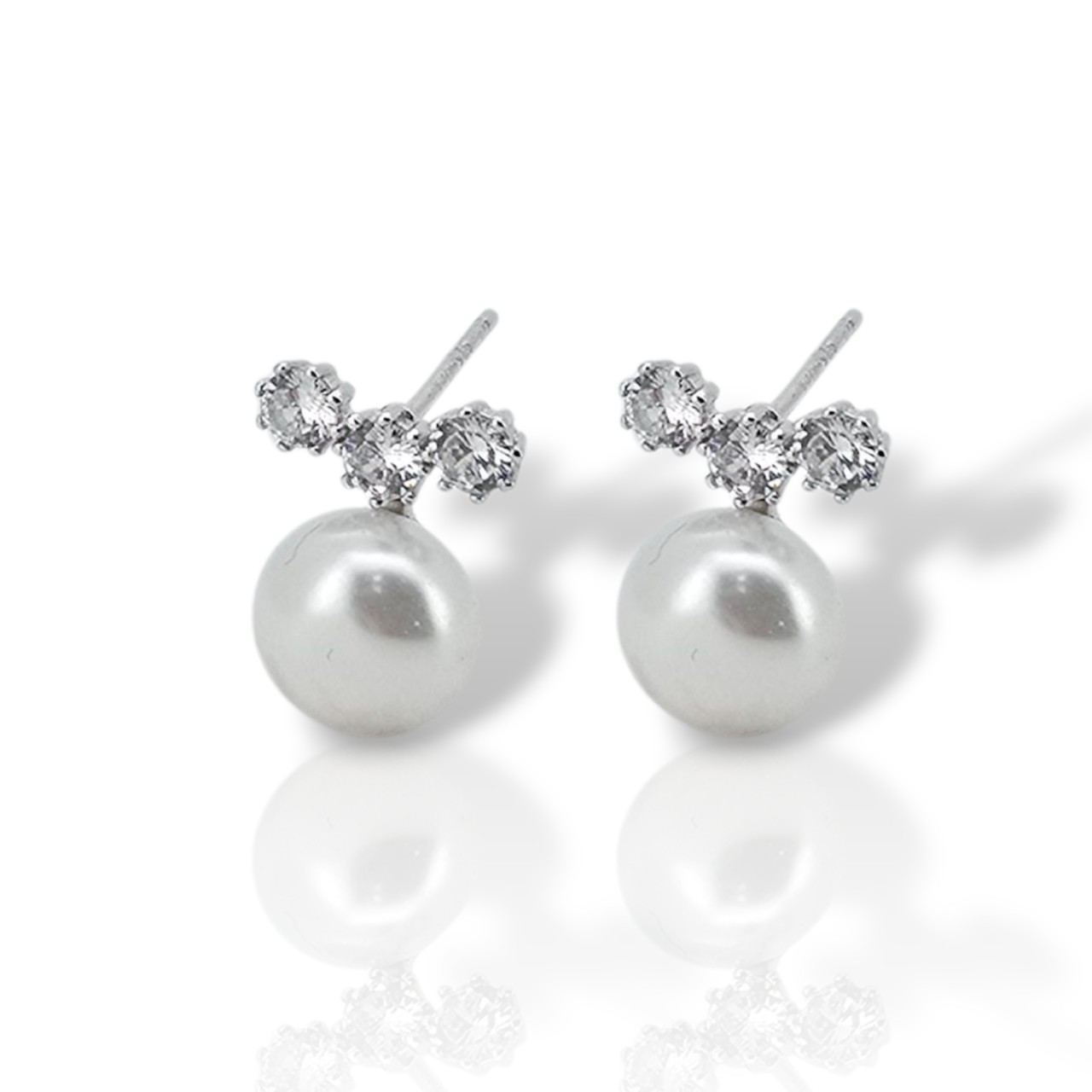 Σκουλαρίκια με μαργαριτάρι απο επιπλατινωμένο ασήμι 925° (code FCM002835)