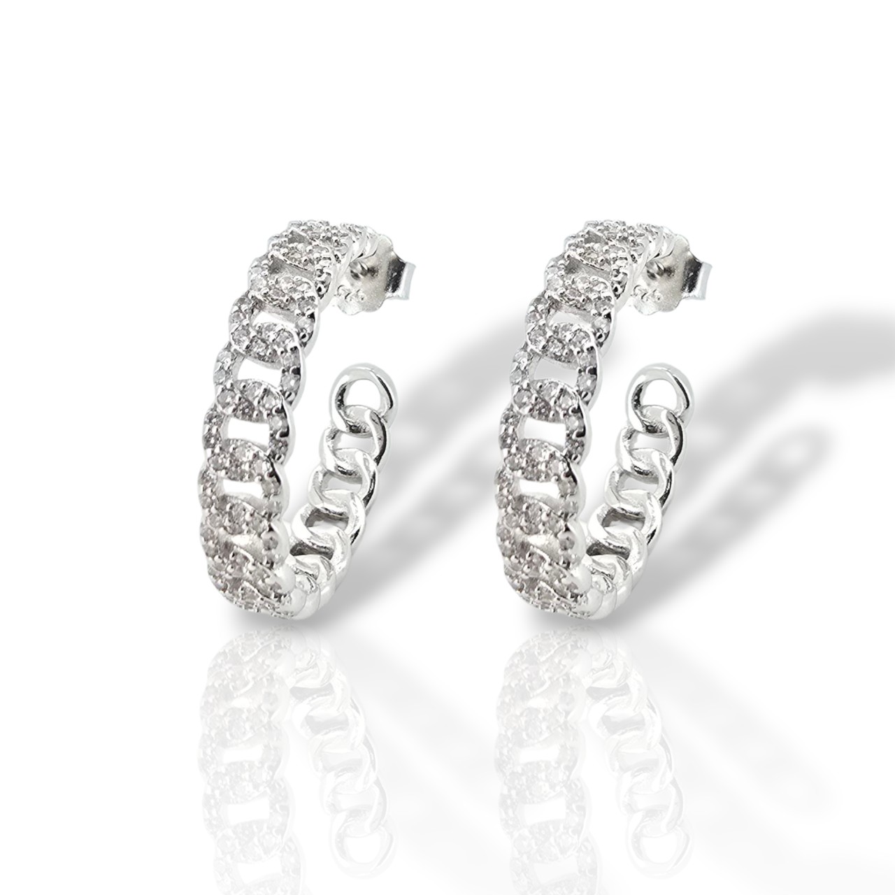 Σκουλαρίκια κρίκοι απο επιπλατινωμένο ασήμι 925° (code FCM002841)