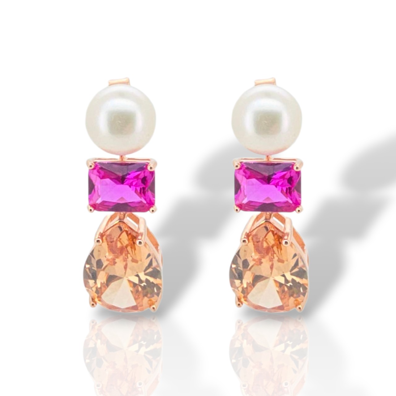 Σκουλαρίκια  απο επιχρυσωμένο ροζ ασήμι 925° (code FC008394)