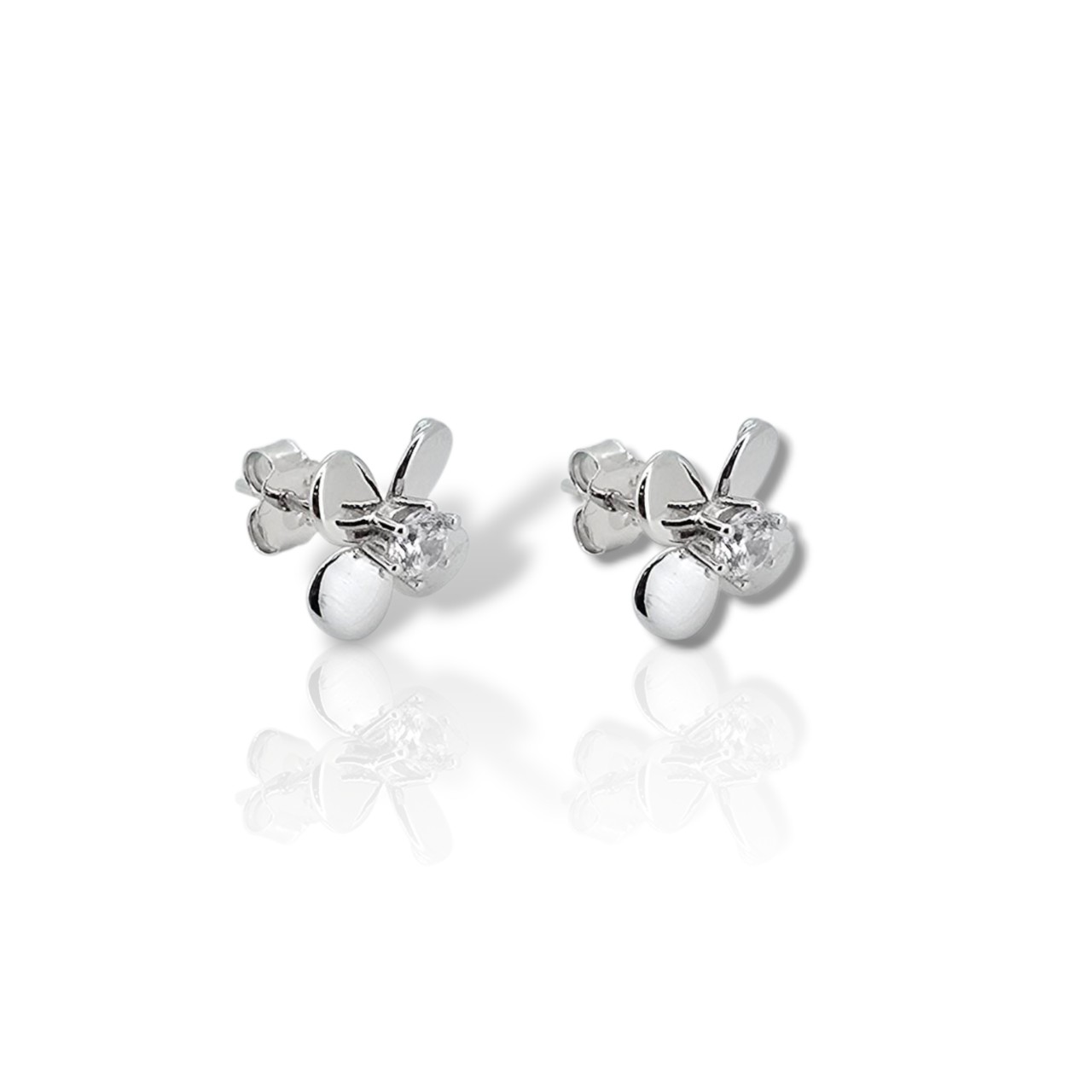 Σκουλαρίκια με λουλούδια απο επιπλατινωμένο ασήμι 925° (code FC013075)