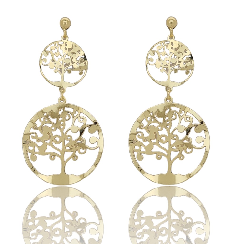 Gold plated silver 925° earrings with the tree of life (code SHK1336G)