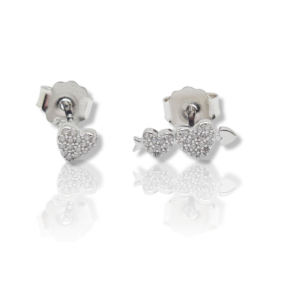 Platinum plated silver 925º earrings with hearts  (code FC006485)