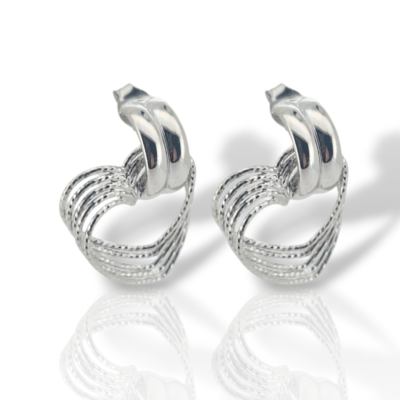 Σκουλαρίκια καρδιές απο επιπλατινωμένο ασήμι 925° (code SVX2500867)