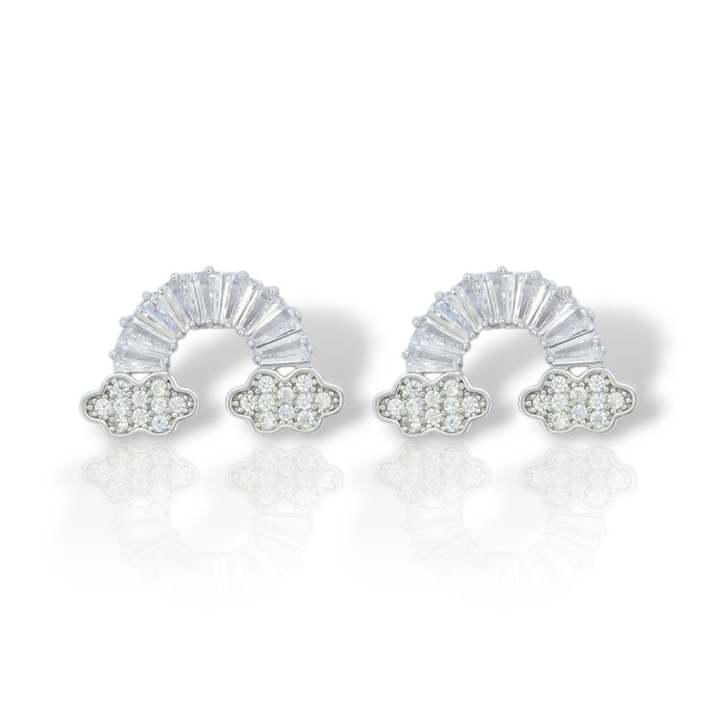 Platinum plated silver 925º earrings with rainbow  (code FCM2784)