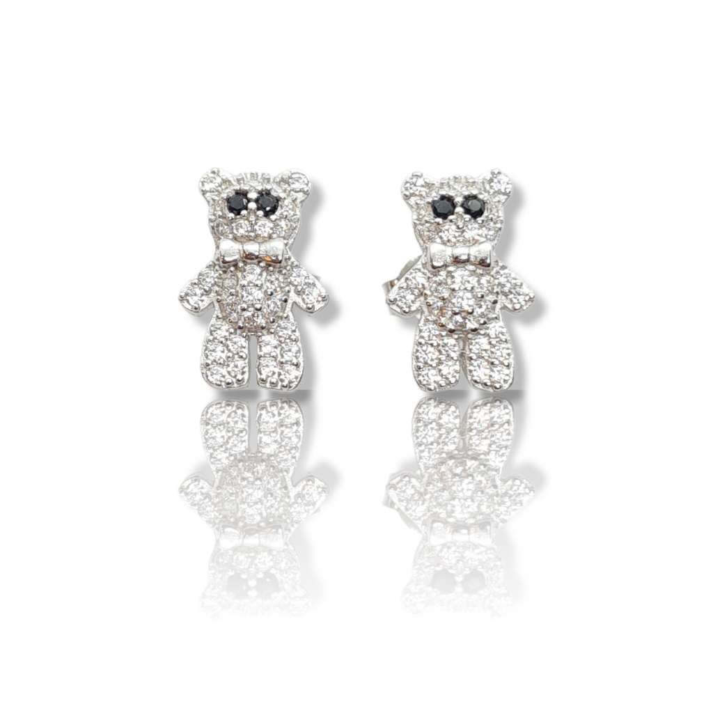 Platinum plated silver 925º teddy bear earrings(code FC000713)