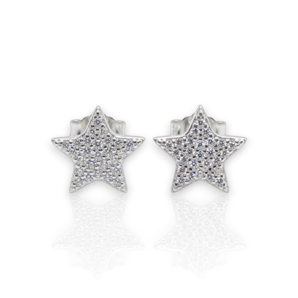 Platinum plated silver 925º earrings with stars  (code FC000718)