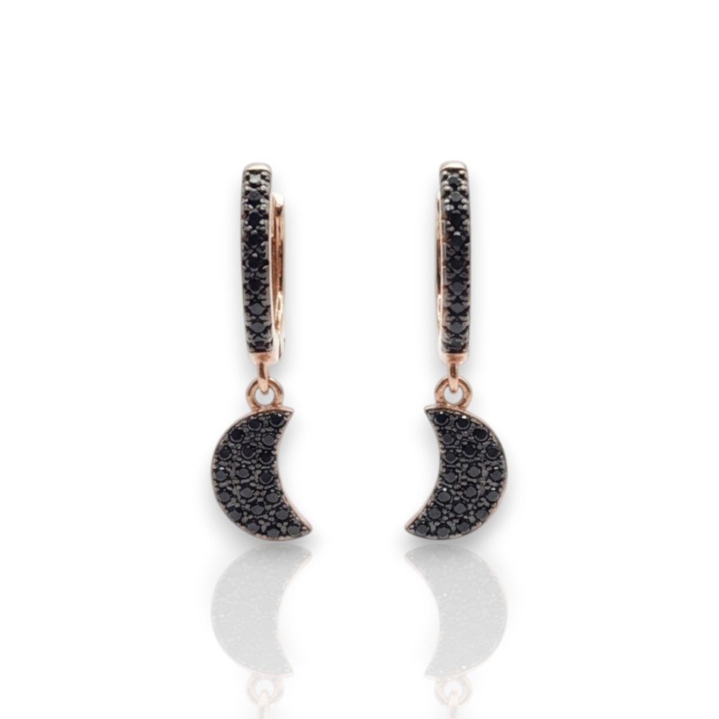 Rose gold plated silver 925º hoop earrings with moon(code FC001559)