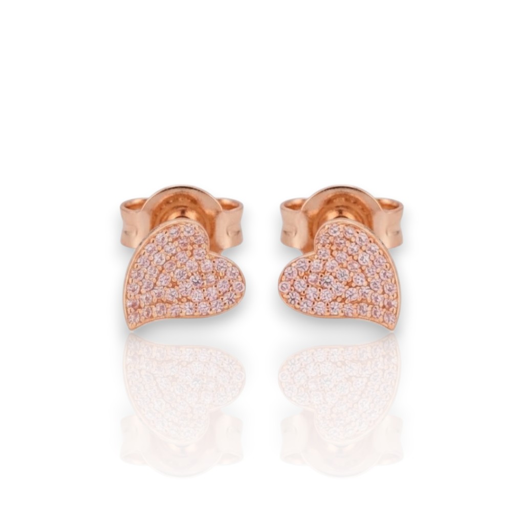 Orecchini cuori in argento 925° dorato con zirconi cubici