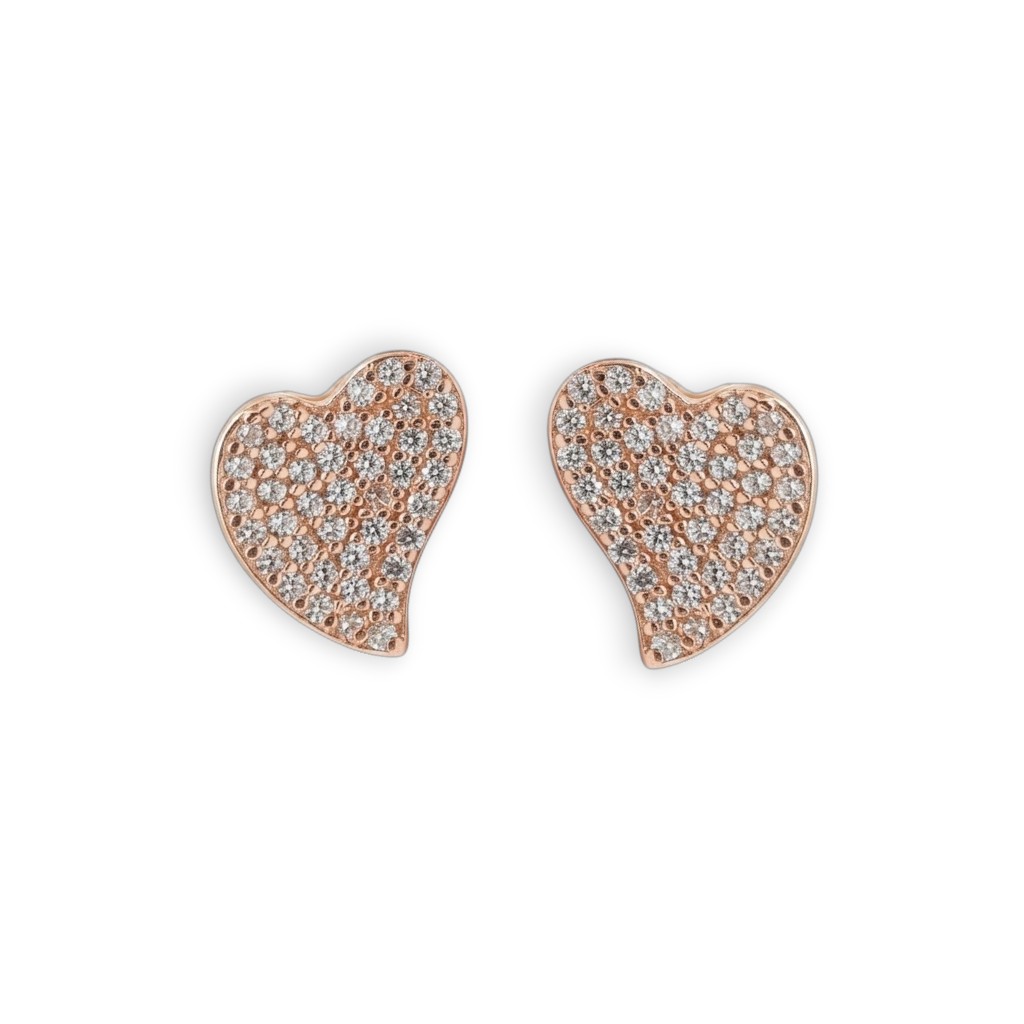 Orecchini cuori in argento 925° dorato con zirconi cubici