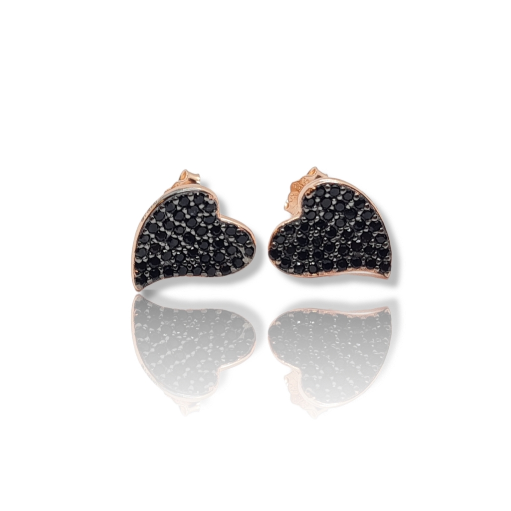 Rose gold plated silver 925º heart earrings (code FC004854)
