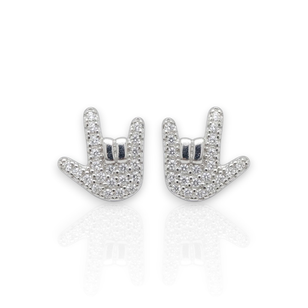 Platinum plated silver 925º ROCK earrings (code FC005425)