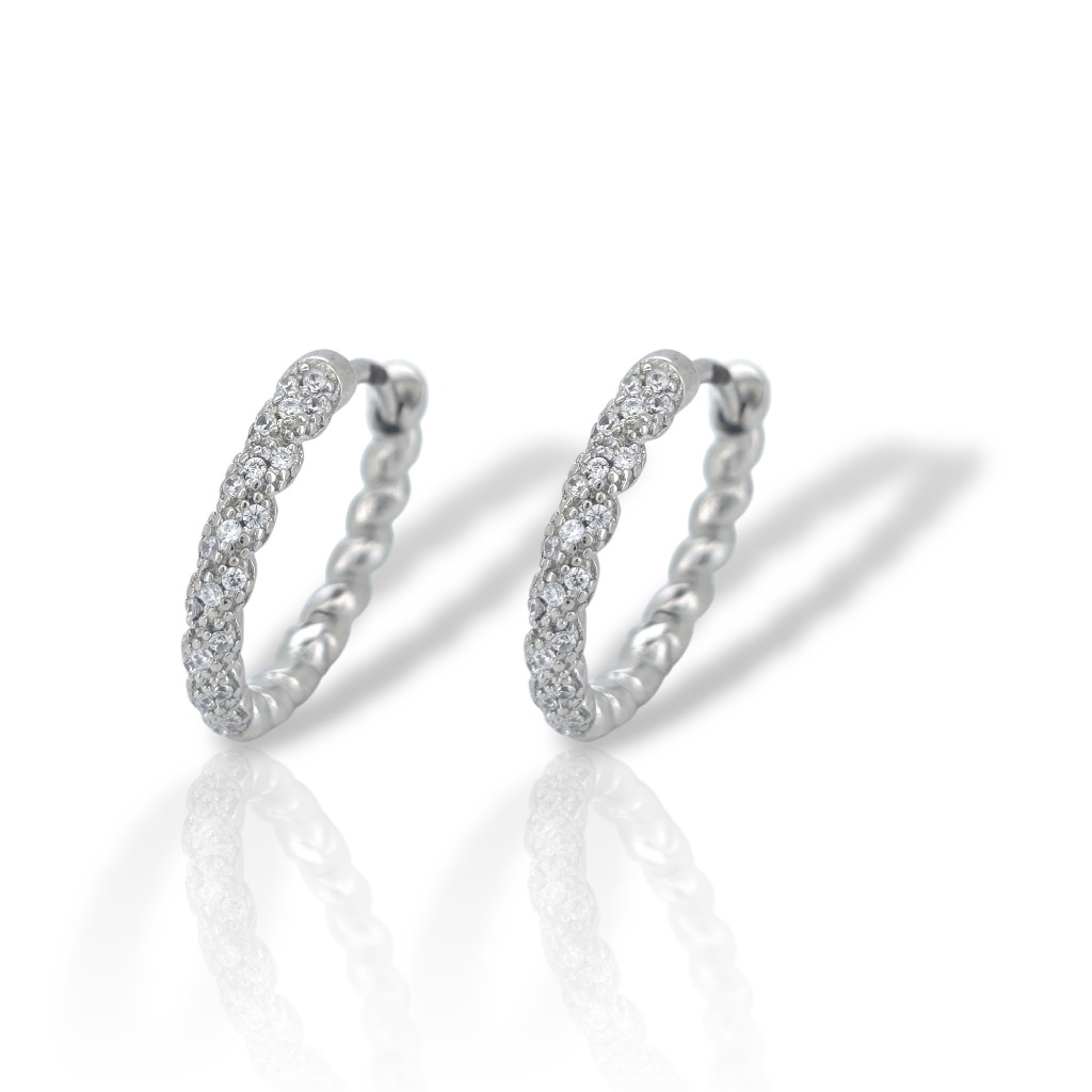 Platinum plated silver 925º hoop earrings (code FC005465)