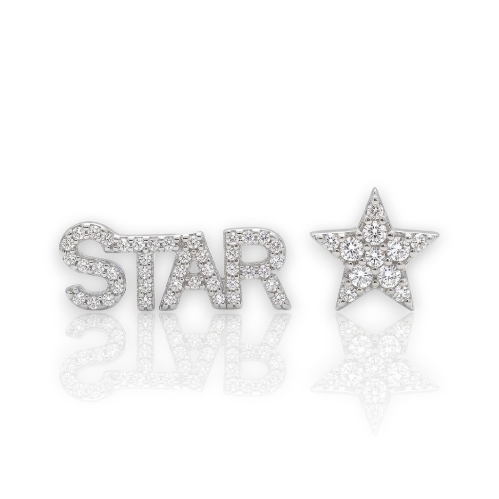 Orecchini STAR in argento 925° rodiato