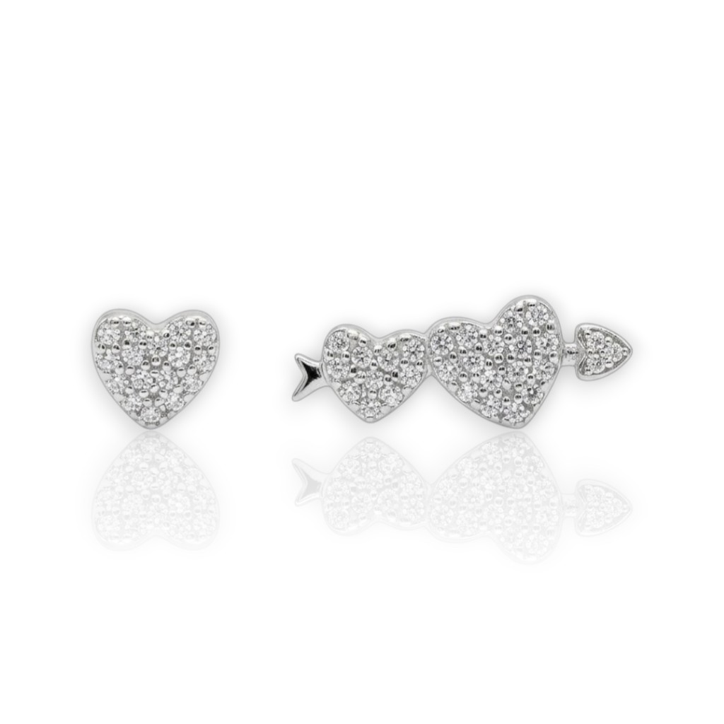 Orecchini cuore in argento 925° rodiato