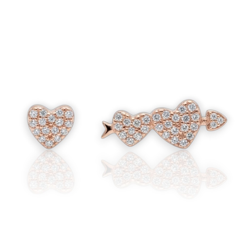 Orecchini cuori in argento 925° dorato