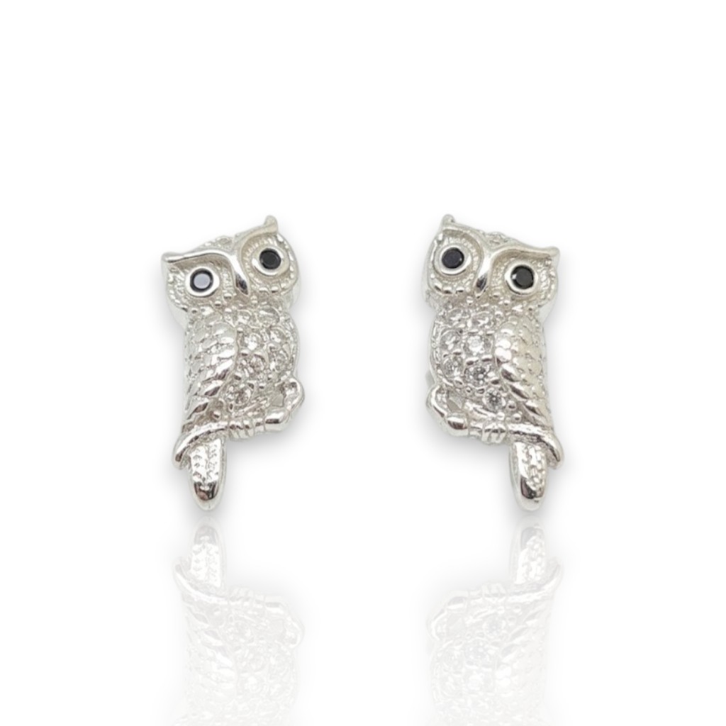 Orecchini Gufo in argento 925° rodiato  (code FC008488)