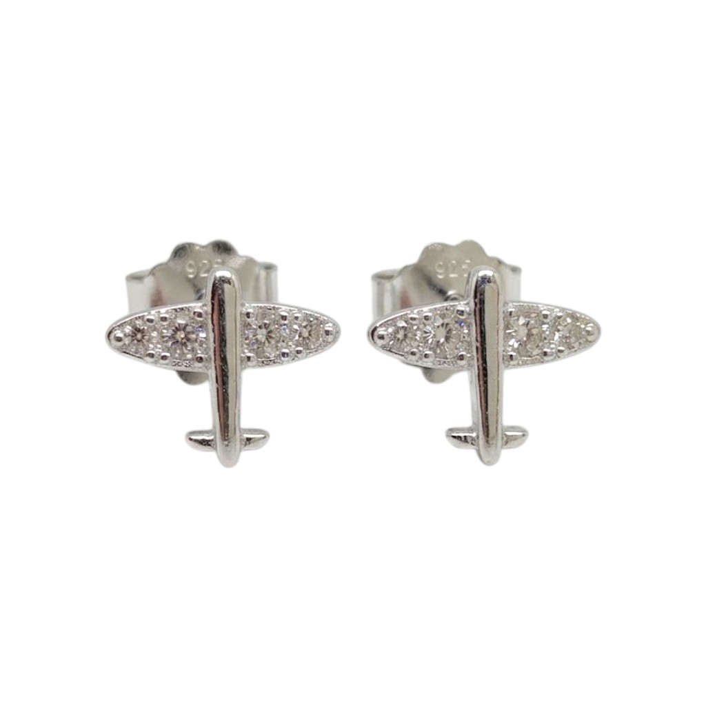 Platinum plated silver 925º earrings with airplane  (code FC008543)