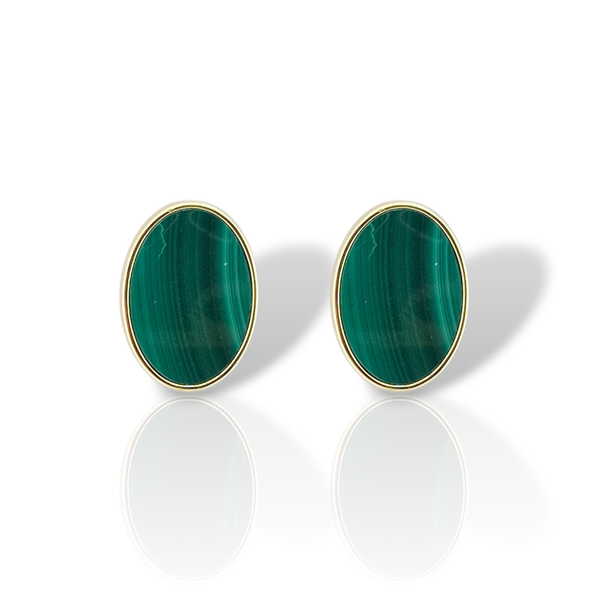 Orecchini in Argento Placcato Oro con Malachite Naturale (FC013938)