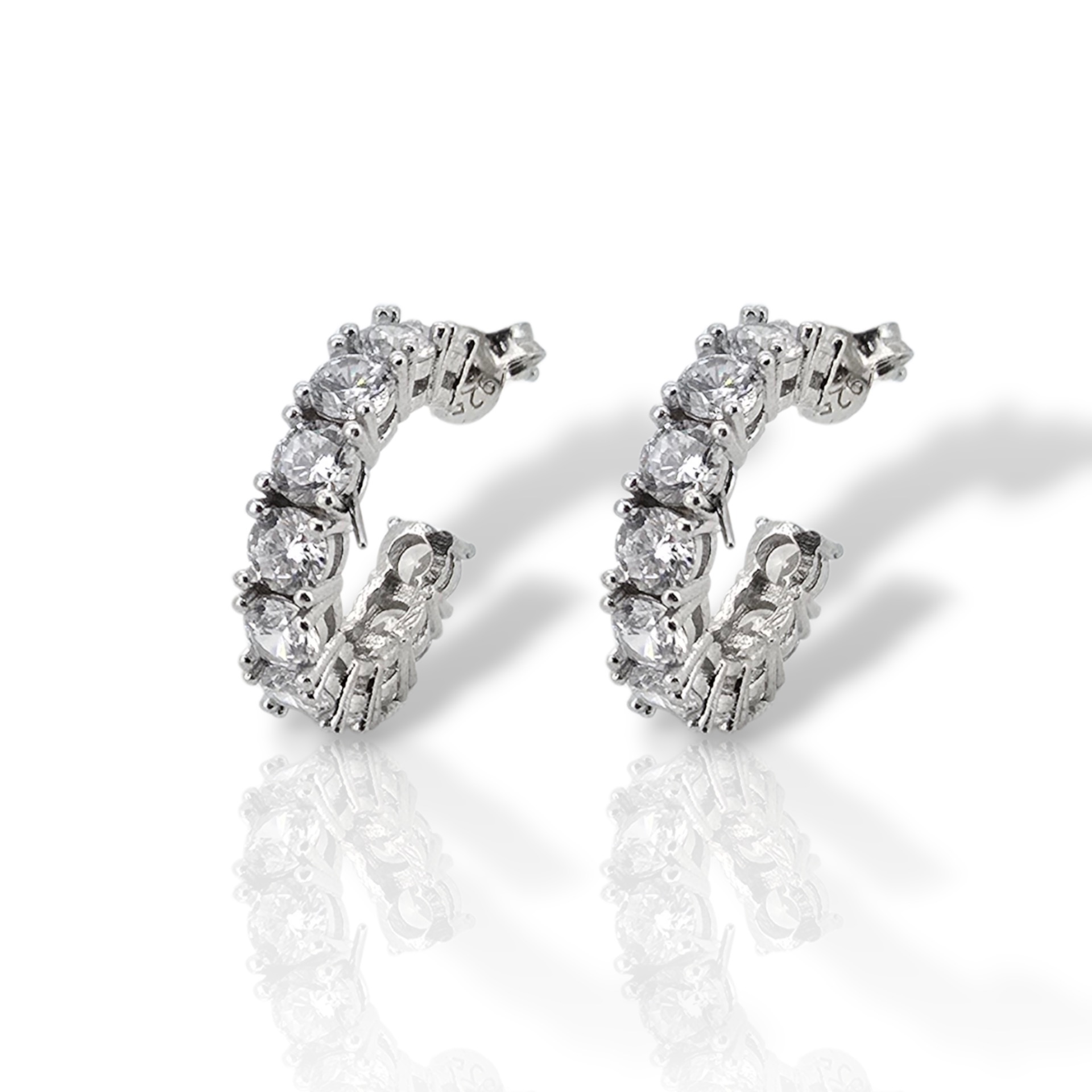 Σκουλαρίκια μισό κρικάκι απο επιπλατινωμένο ασήμι 925° (code H002853)