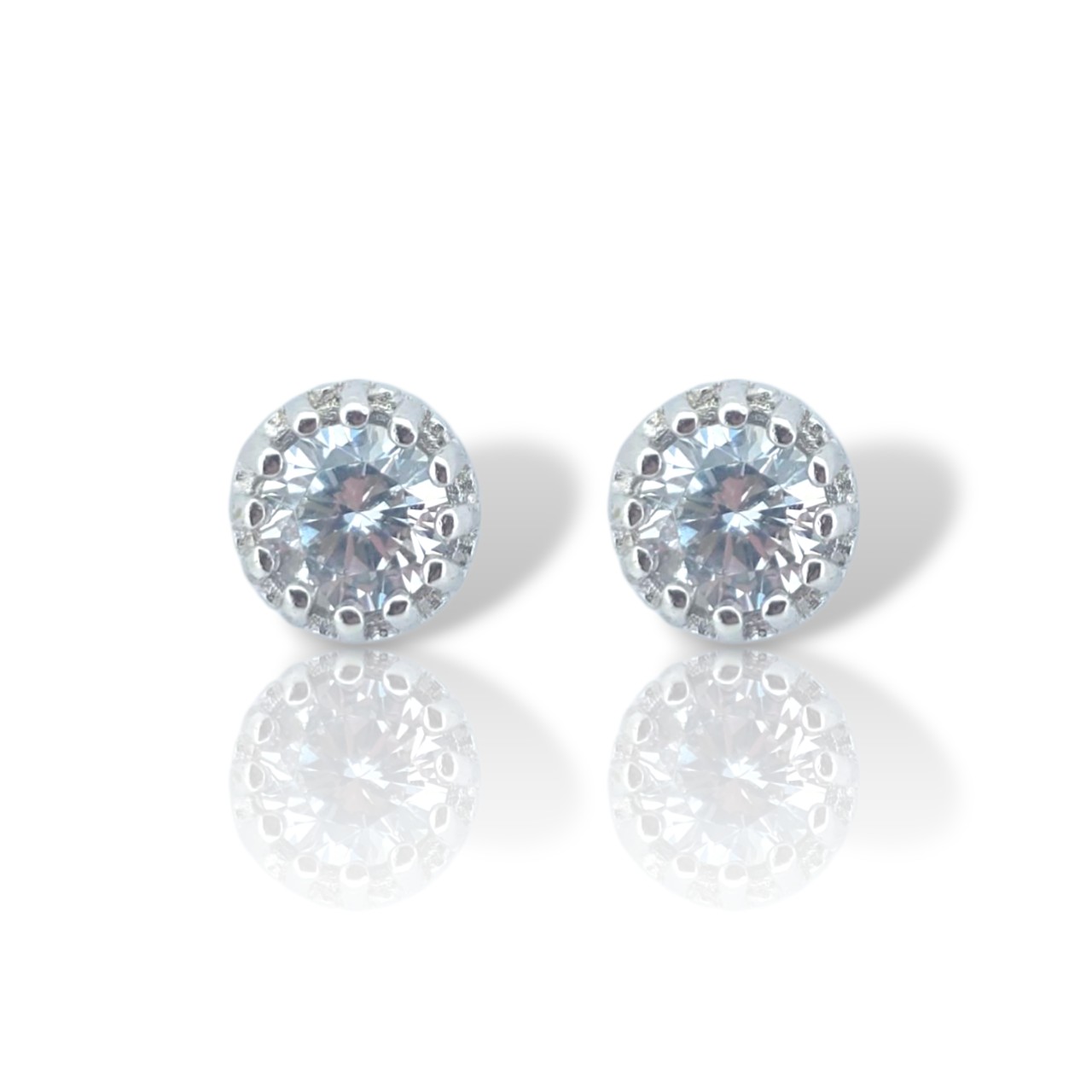 Σκουλαρίκια μονόπετρα απο ασήμι 925° (code M008257)