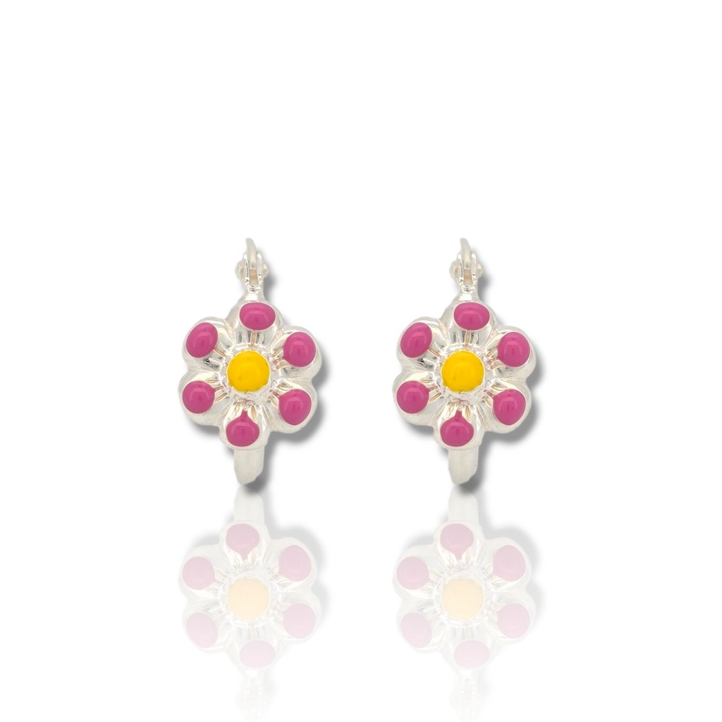 Orecchini cerchio, Fiore, in argento 925° rodiato (code TX2855)