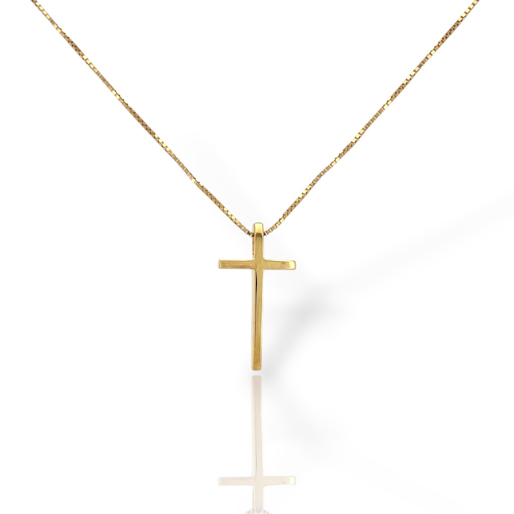 Σταυρός επιχρυσωμένος (με αλυσίδα) απο ασήμι 925° (code M008210)