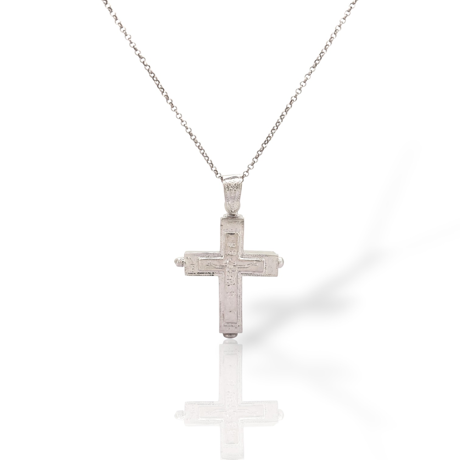 Ασημένιο Επιπλατινωμένο Φυλαχτό - Σταυρός 