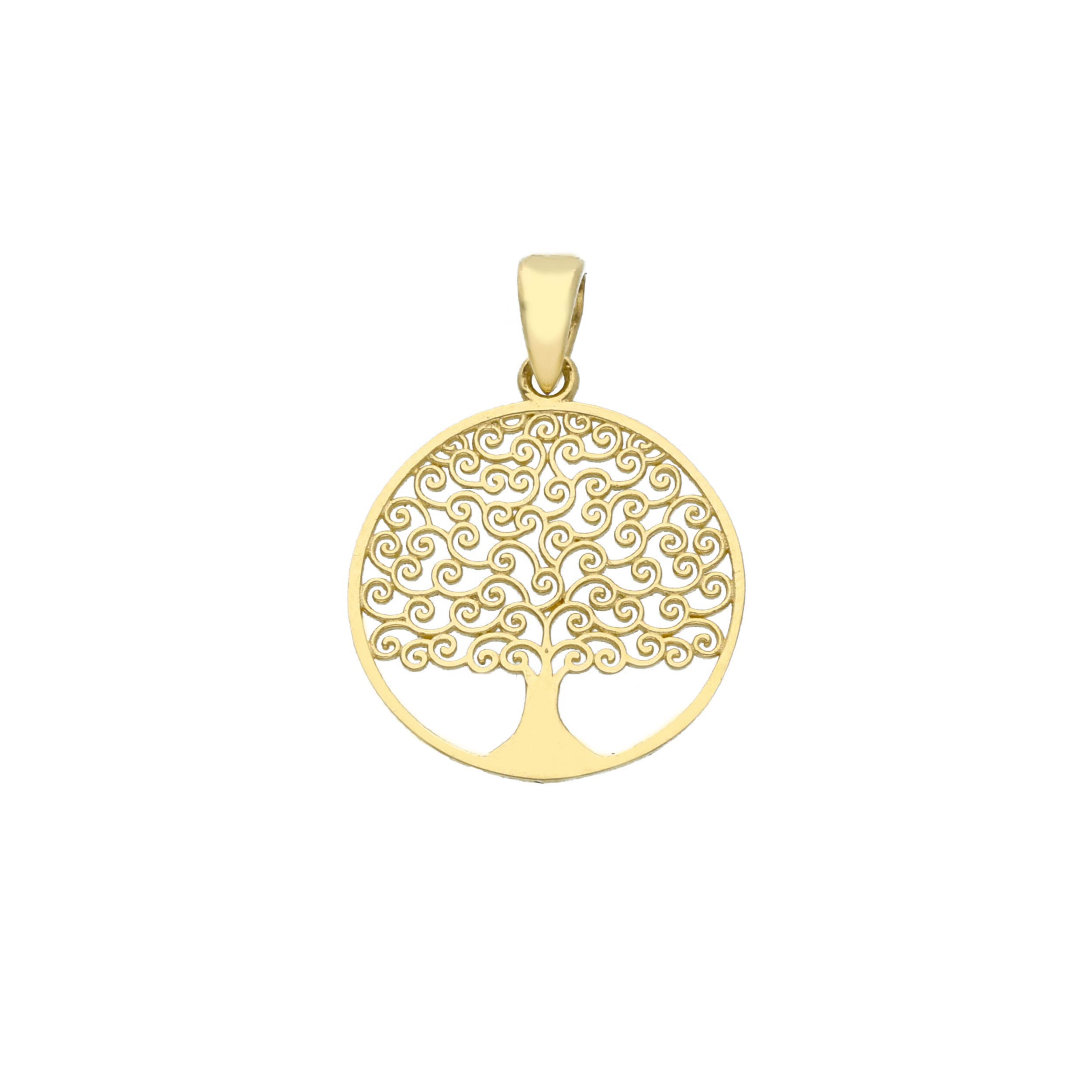 Υellow gold necklace k14 with the tree of life (code S201871)