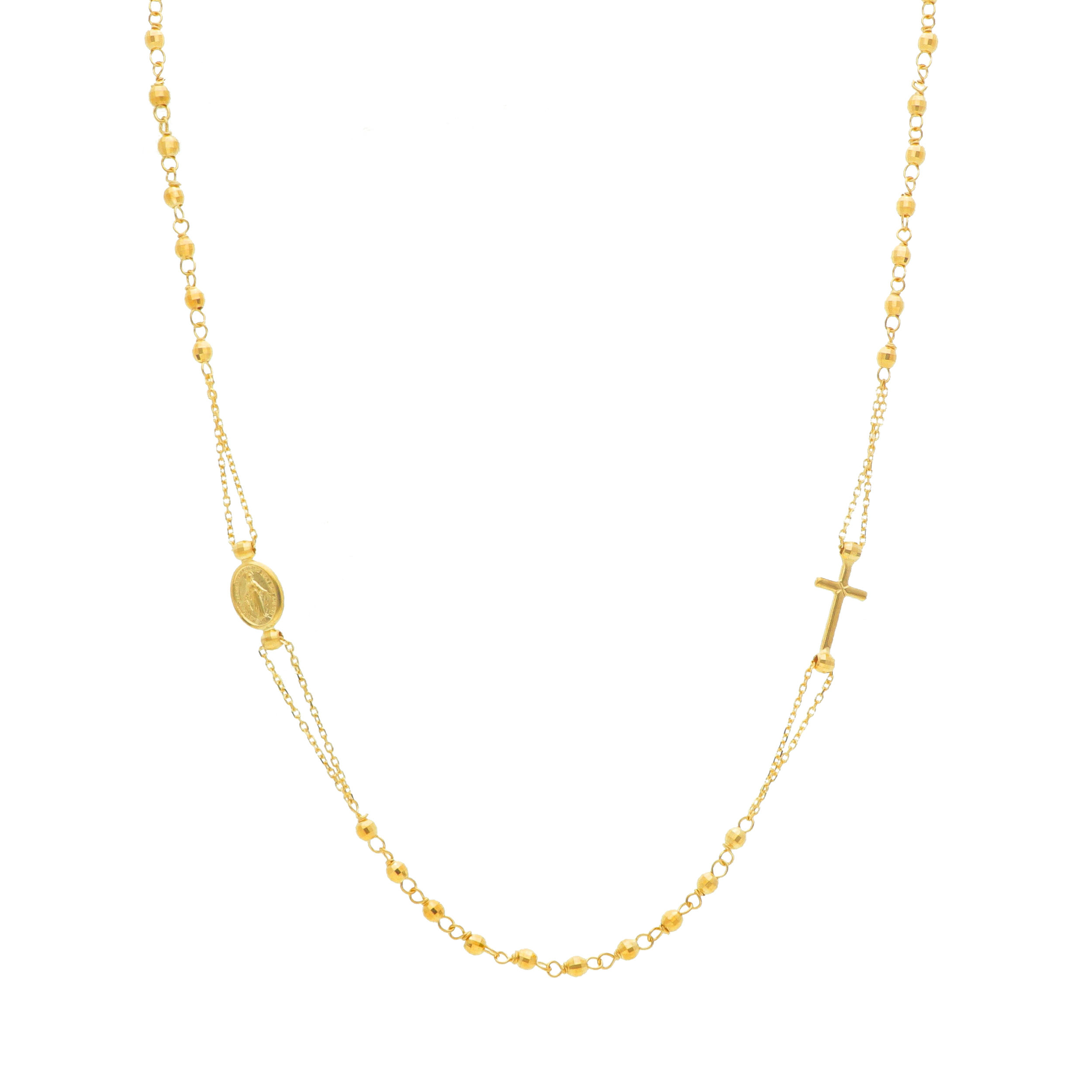 Collana Rosario in oro giallo k14 (code S213582)