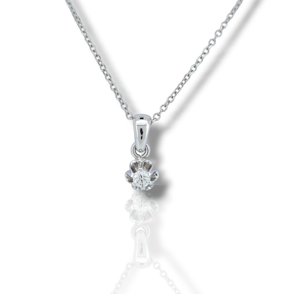 Punto di luce in oro bianco k18 con diamante (code Τ2139)