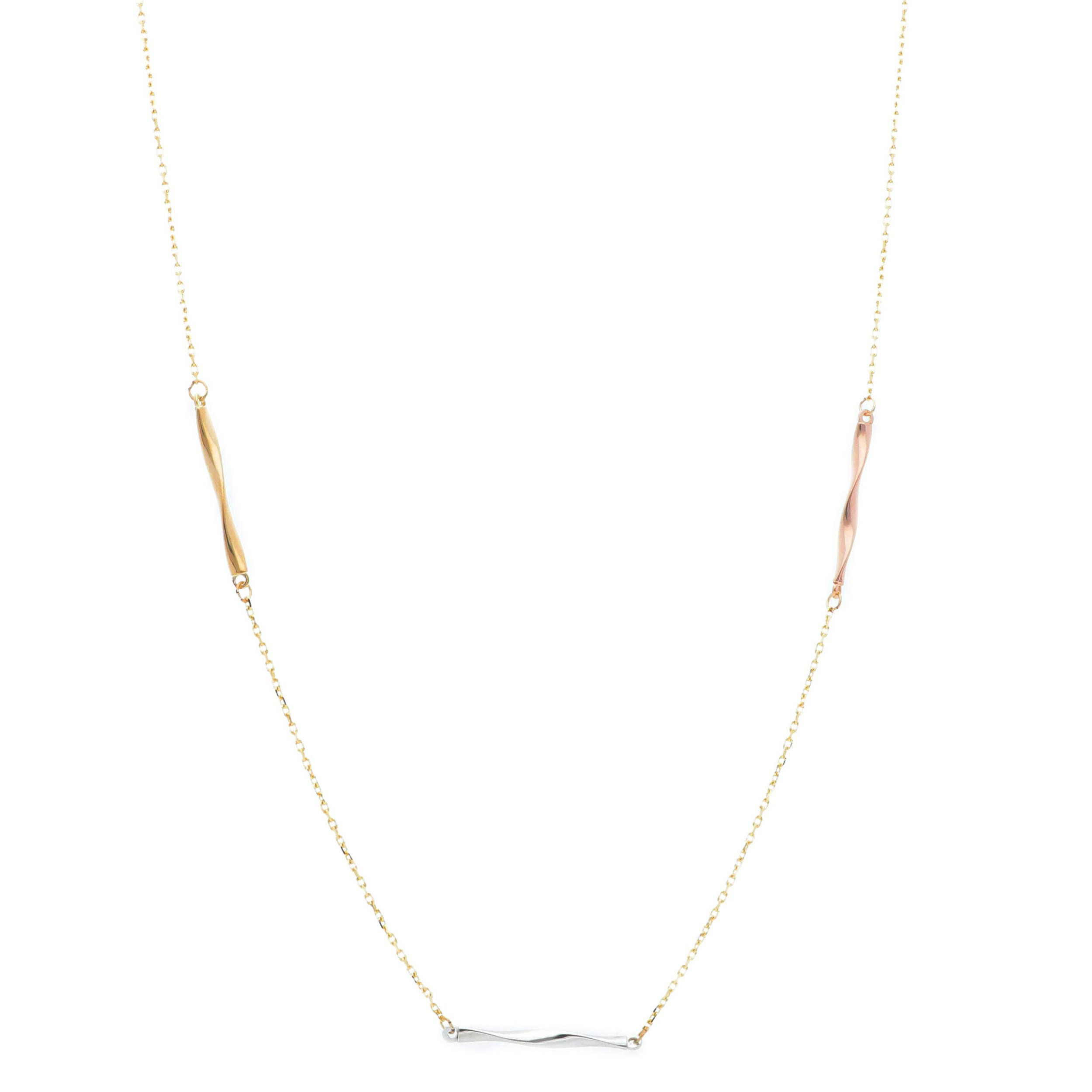 Girocollo in oro Giallo k14 con dettagli in oro Rosa & oro Bianco k14(code S225674)