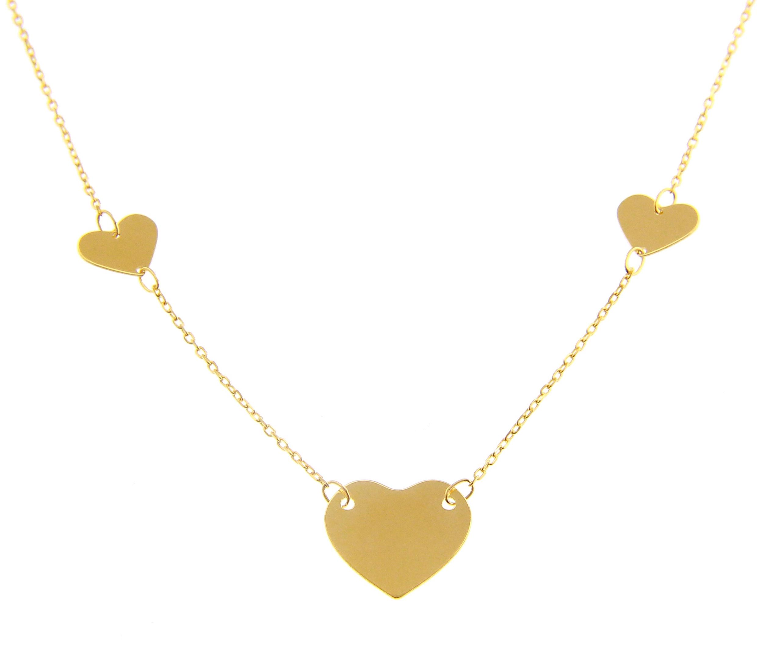 Girocollo in oro giallo k14 con tre cuoricini (code S239709)