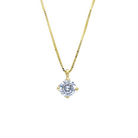Yellow gold single stone necklace k18 with diamond (code S254221)
