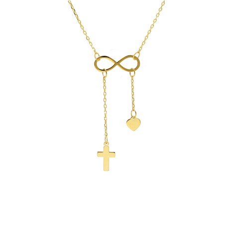Girocollo in oro giallo k14 con Cuore e Croce (code S254777)