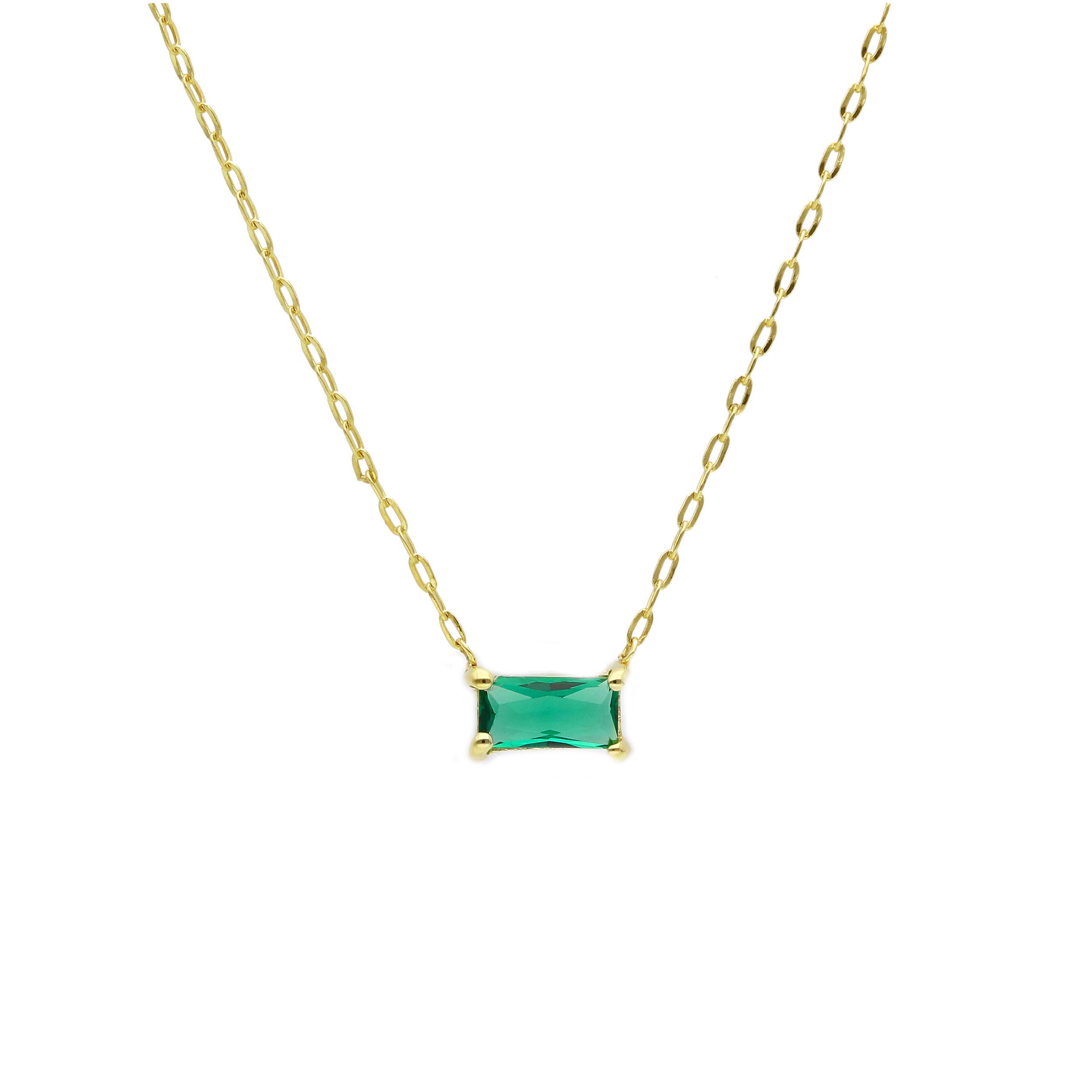 Yellow gold necklace k14 with emerald (code S263181)