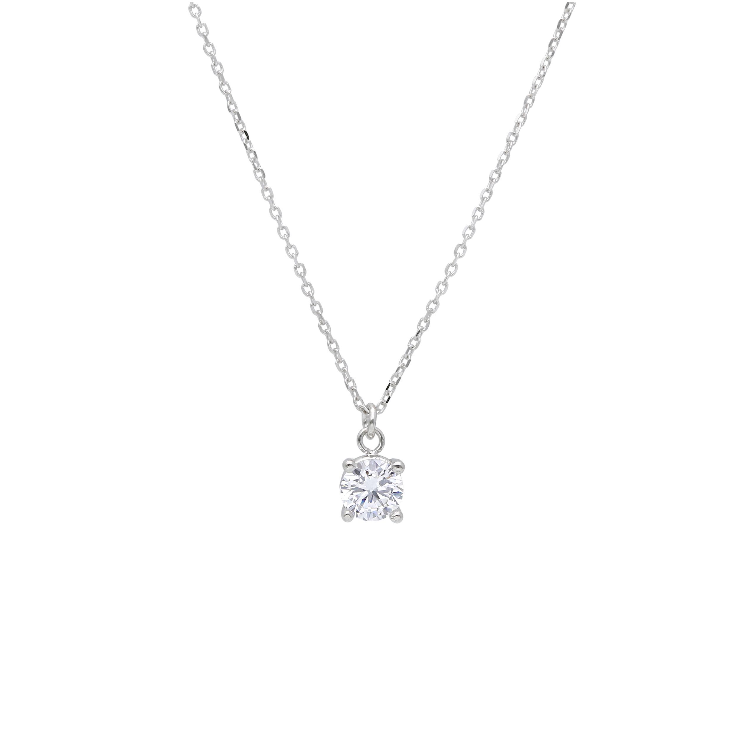 White gold single stone necklace k18 with diamond (code S265444P)
