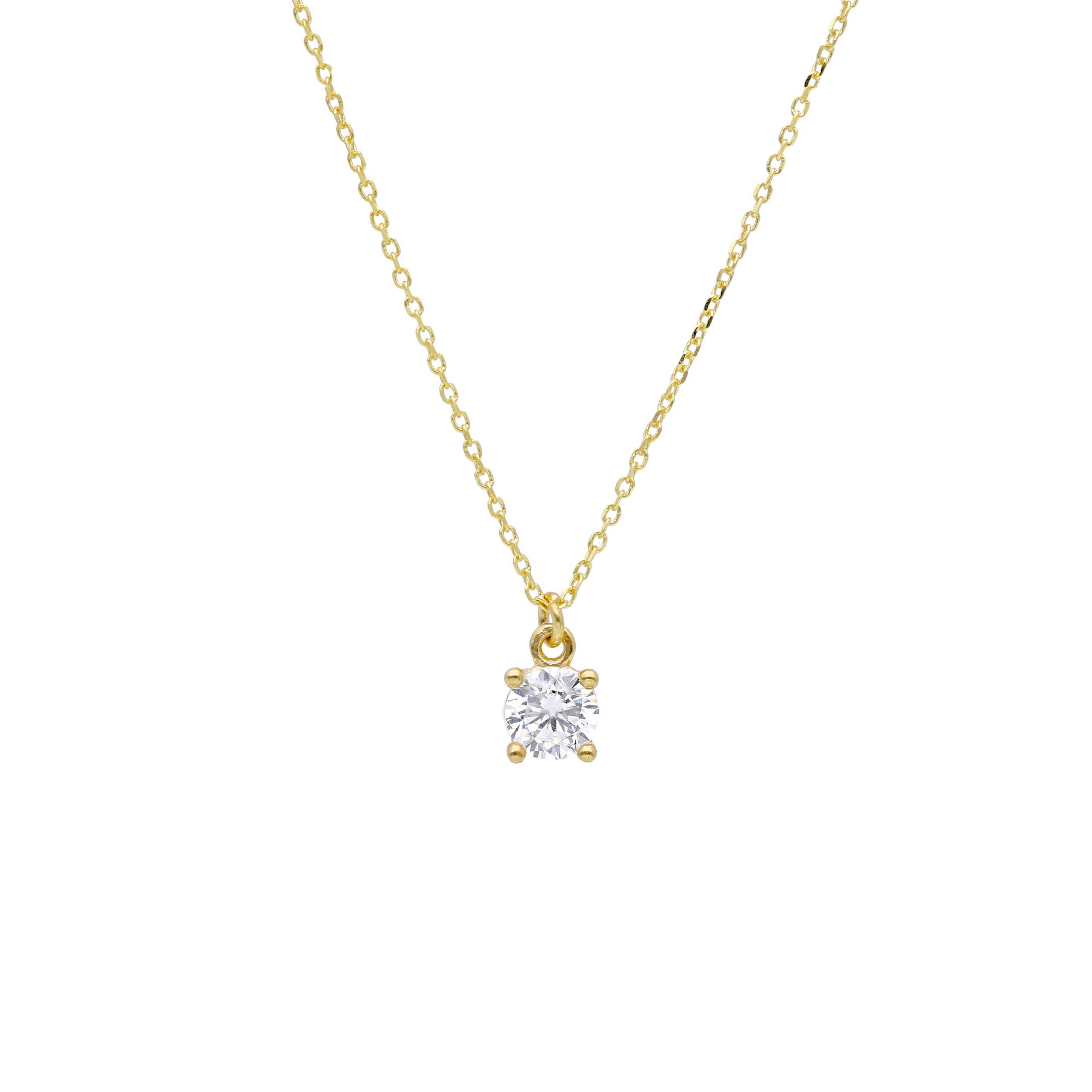 Yellow gold single stone necklace k9 with diamond (code S265446P)