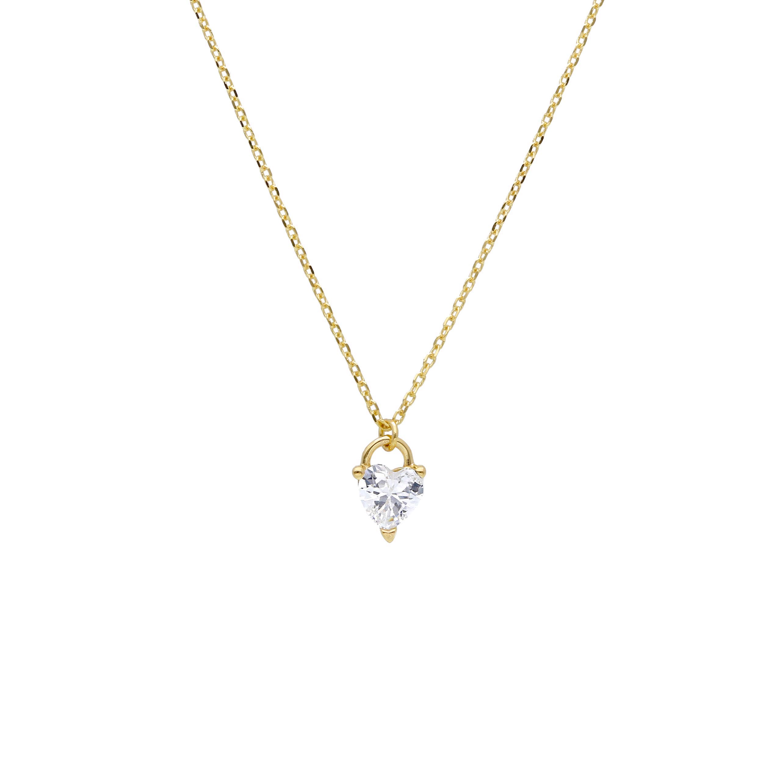 Yellow gold single stone necklace k9 with diamond (code S265449P)