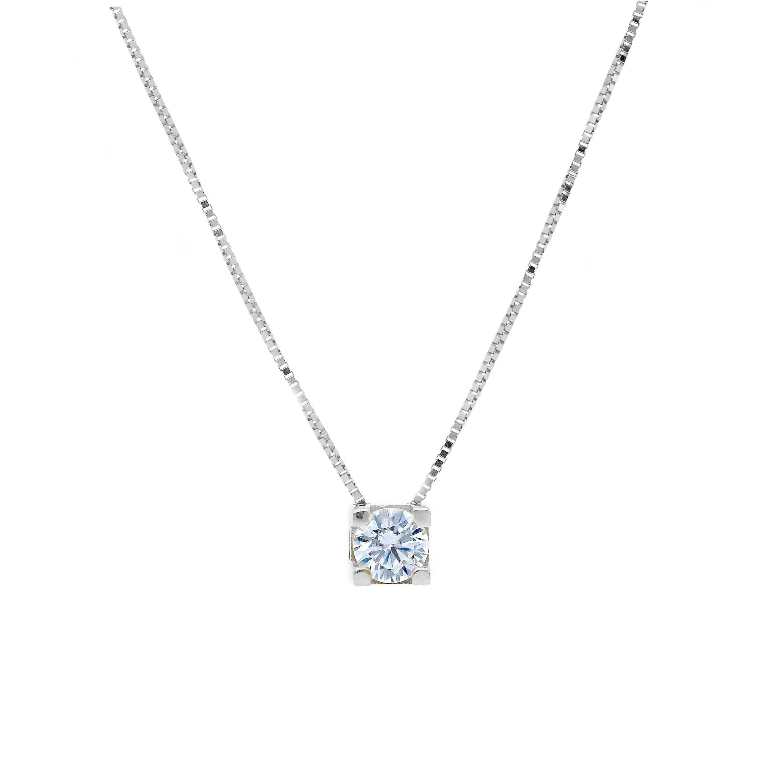 Μονόπετρο μενταγιόν απο λευκό χρυσό κ9 με ζιργκόν (code S265763)