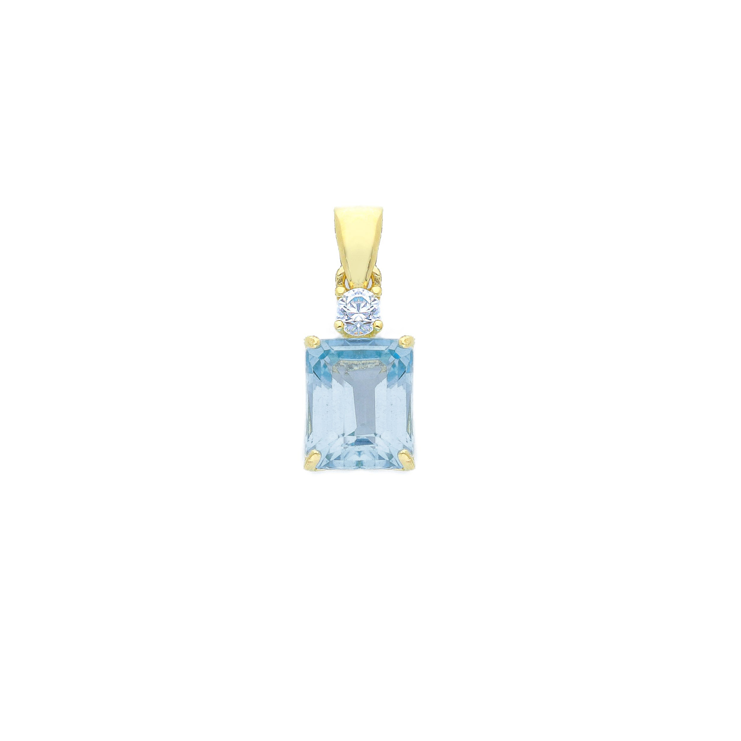 Yellow gold single stone necklace k14 with Aqua Marin (code S271073)